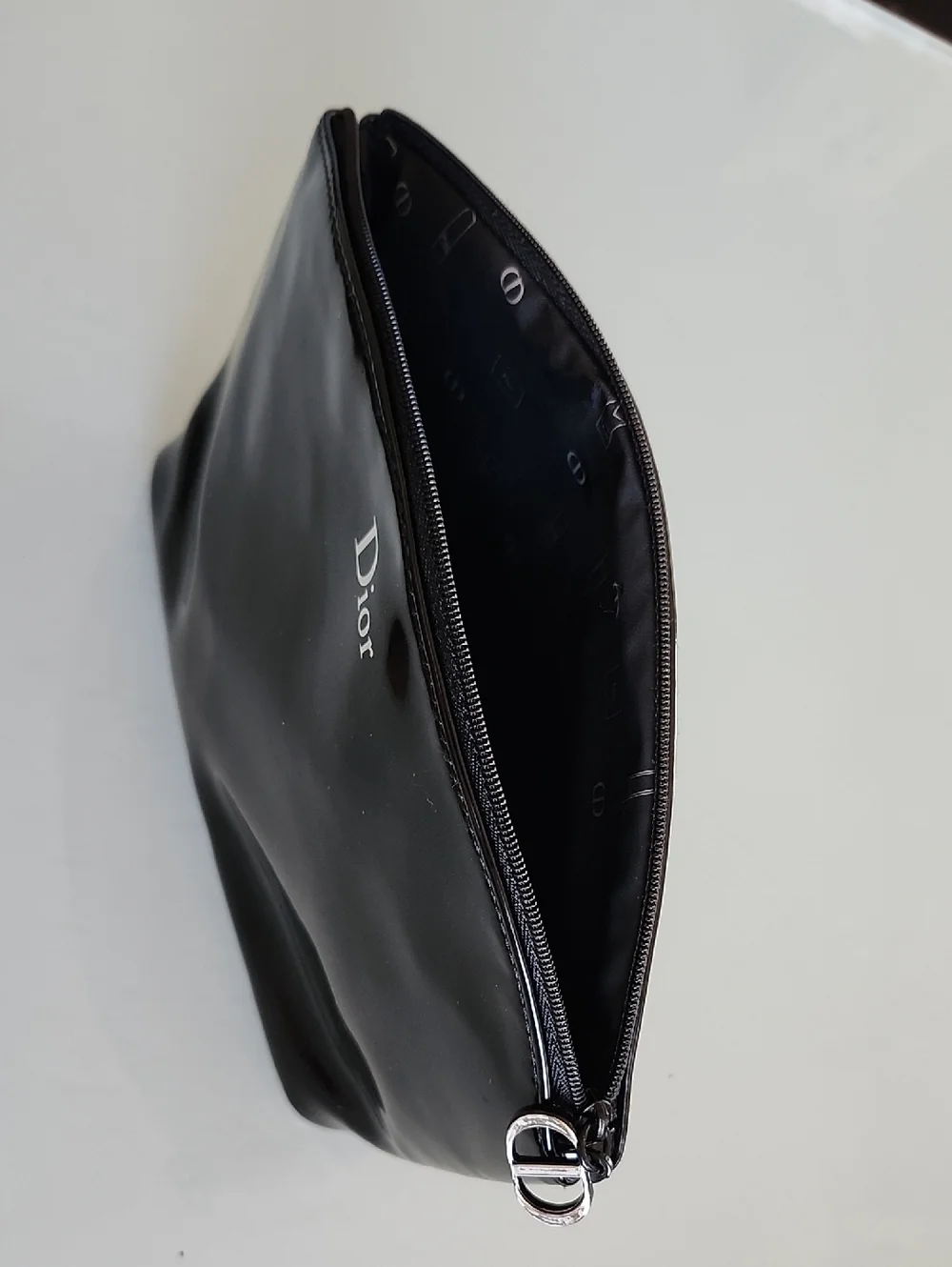 Authentic Dior Black Patent Beauty Pouch Make-up Clutch Parfum Bag Cosmetic Case